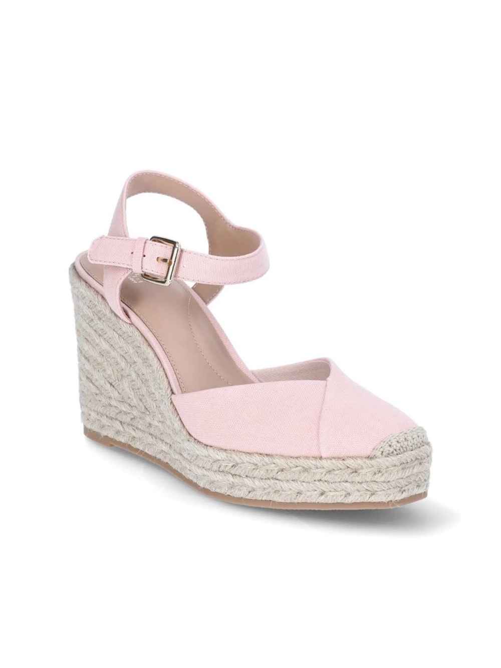 NWT time & tru Pink Espadrille Wedge Sandals with Ankle Strap 9